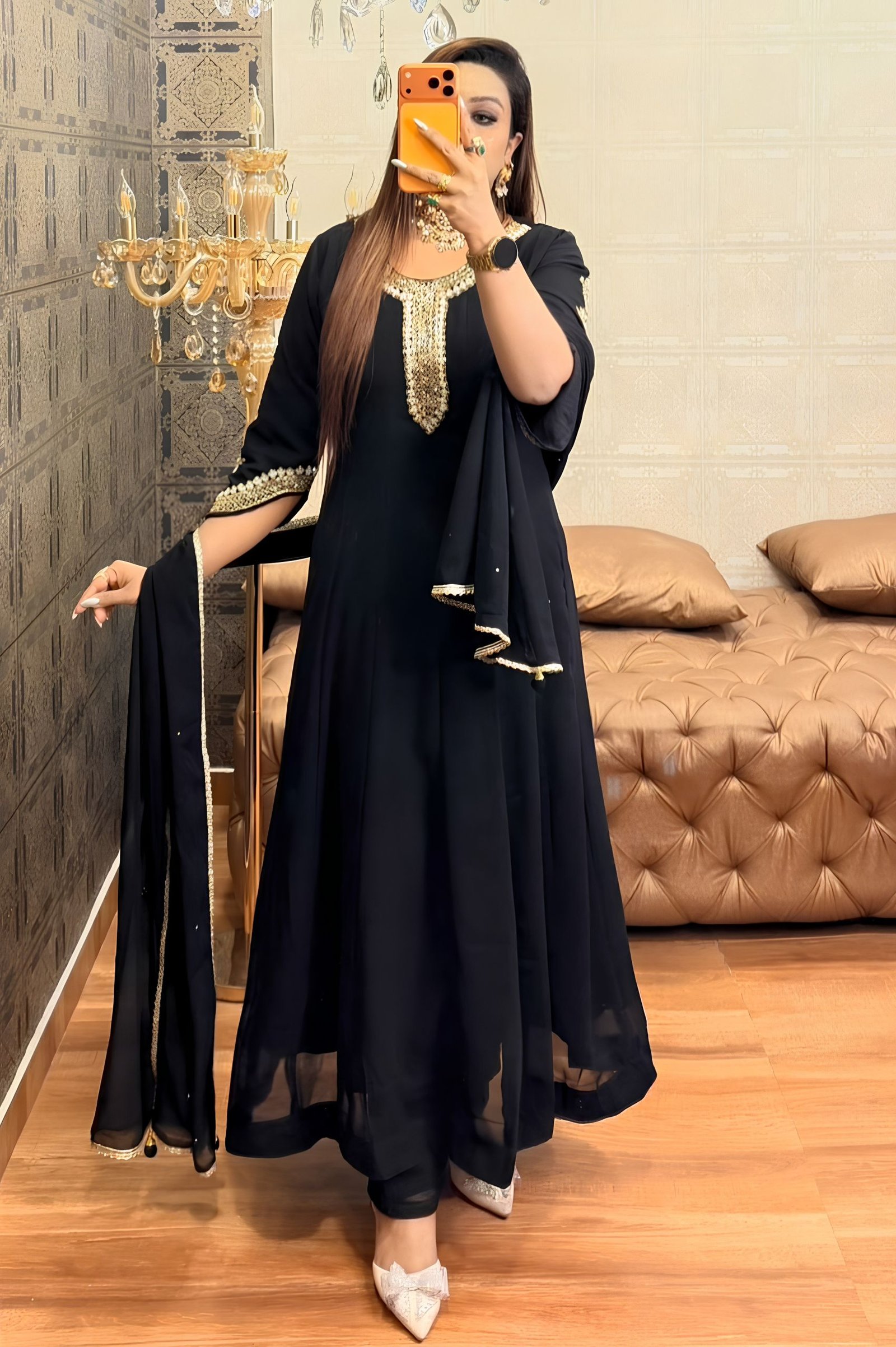 Black Noor Anarkali Set
