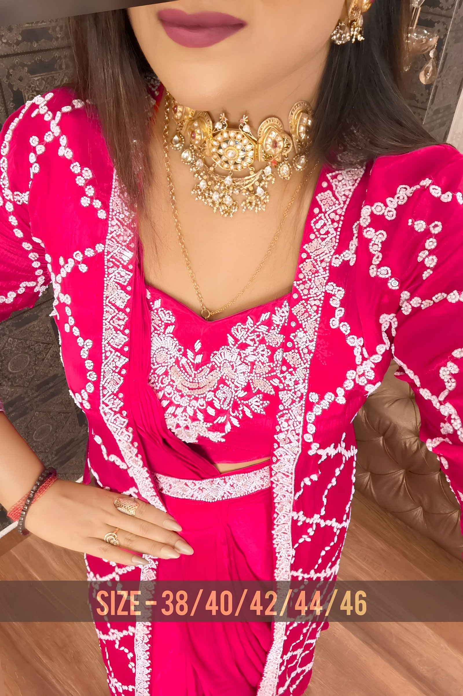Hot Pink Zohra Drape Gown thumbnail